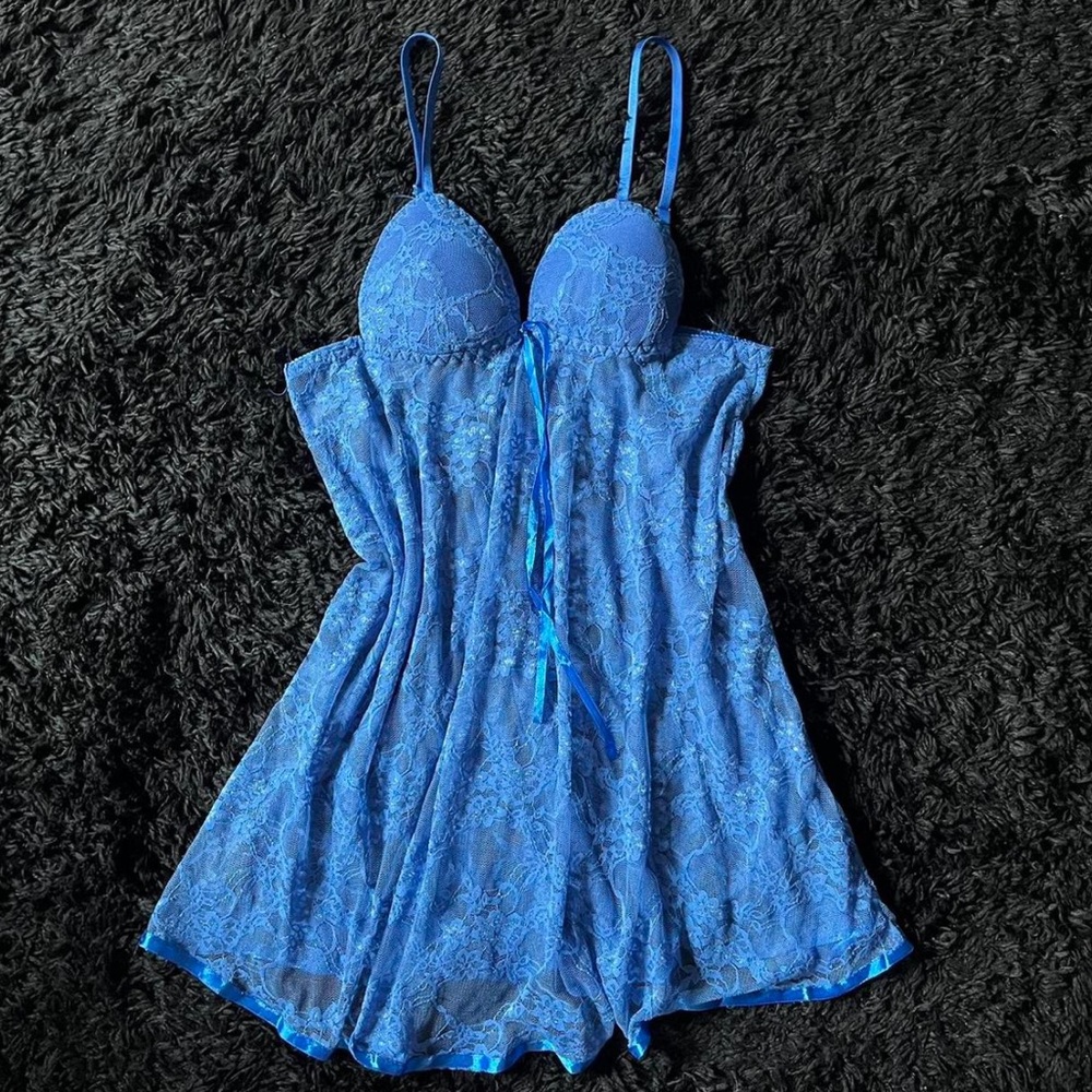 SMALL Vintage Dainty See Through Lace Babydoll Dress